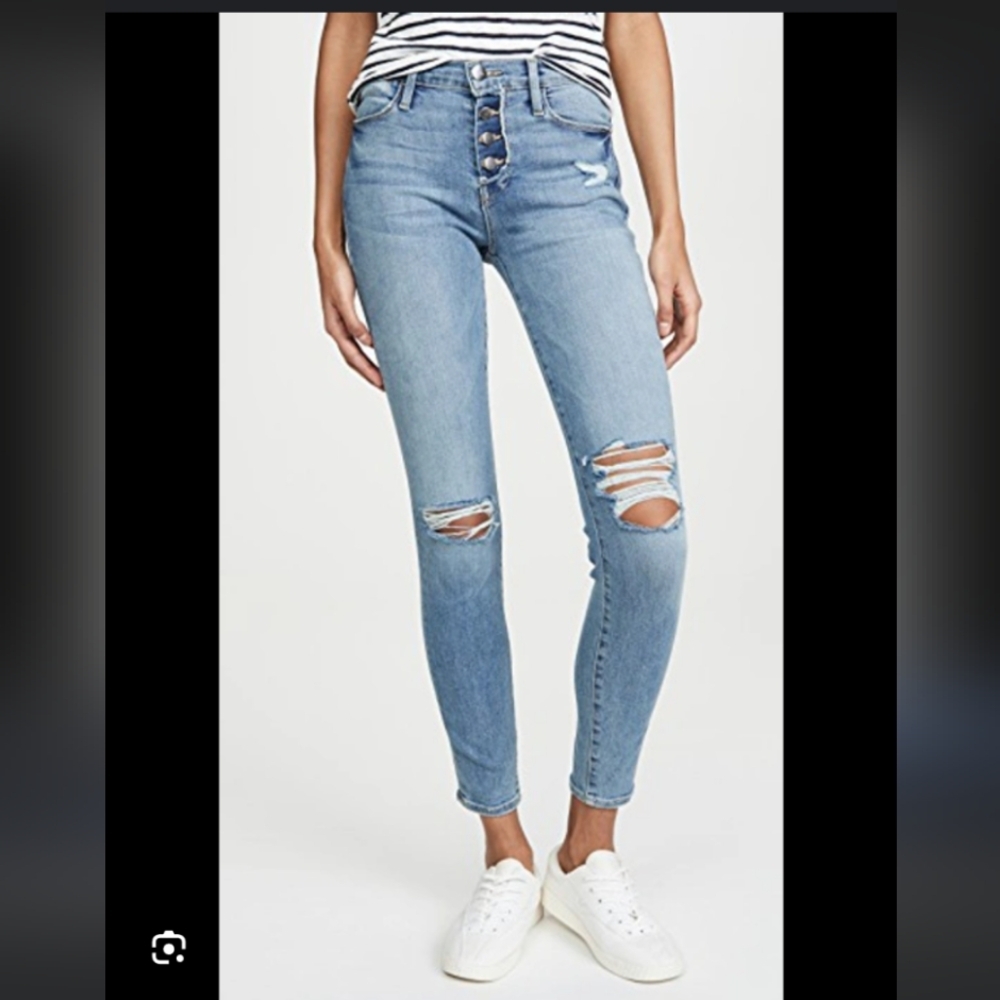 Frame Le High Skinny Button Fly Jean Rooftop